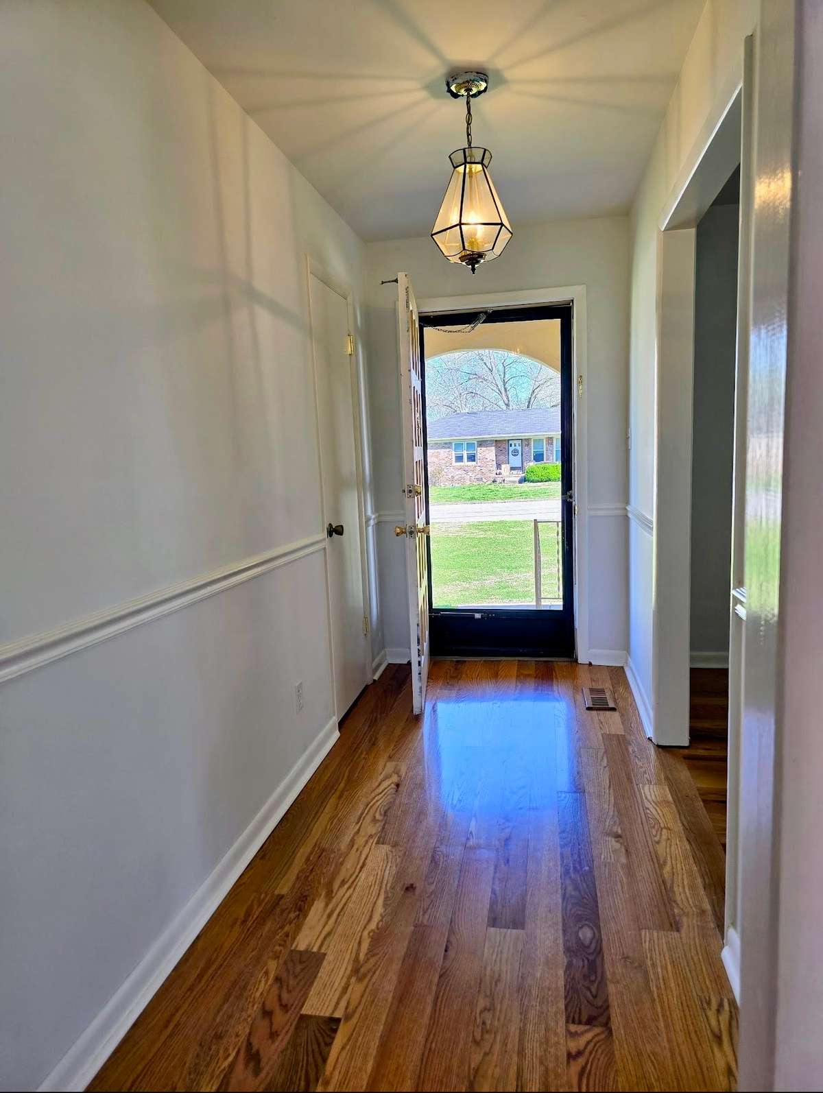 Looking out your front door.