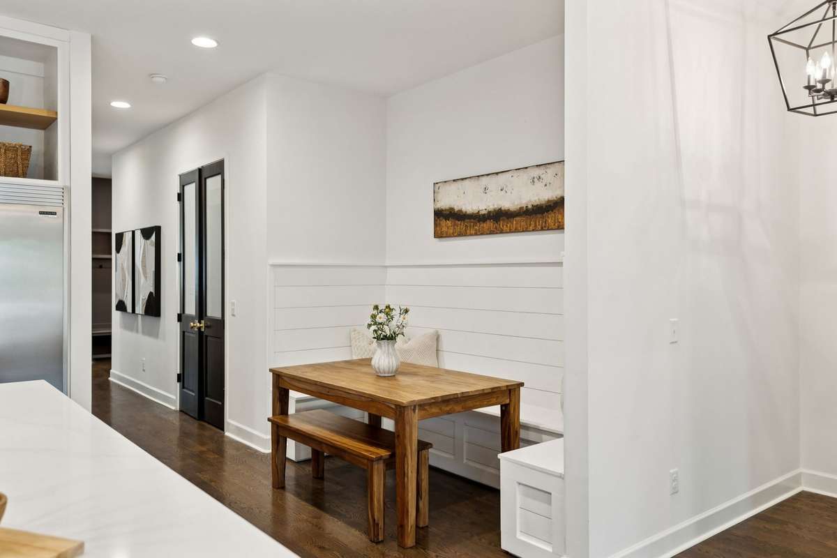 Breakfast nook with built-in banquette seating