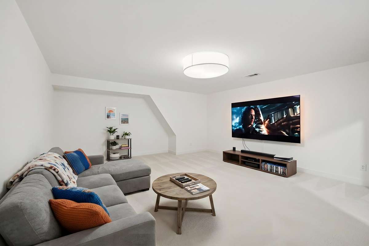 Oversized second-level media room (Virtually Staged as Media/Home Theater)