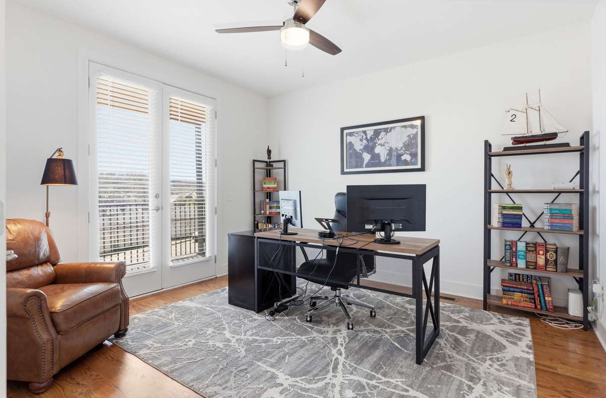 The office is conveniently located to the left as soon as you enter the home, on the first floor.