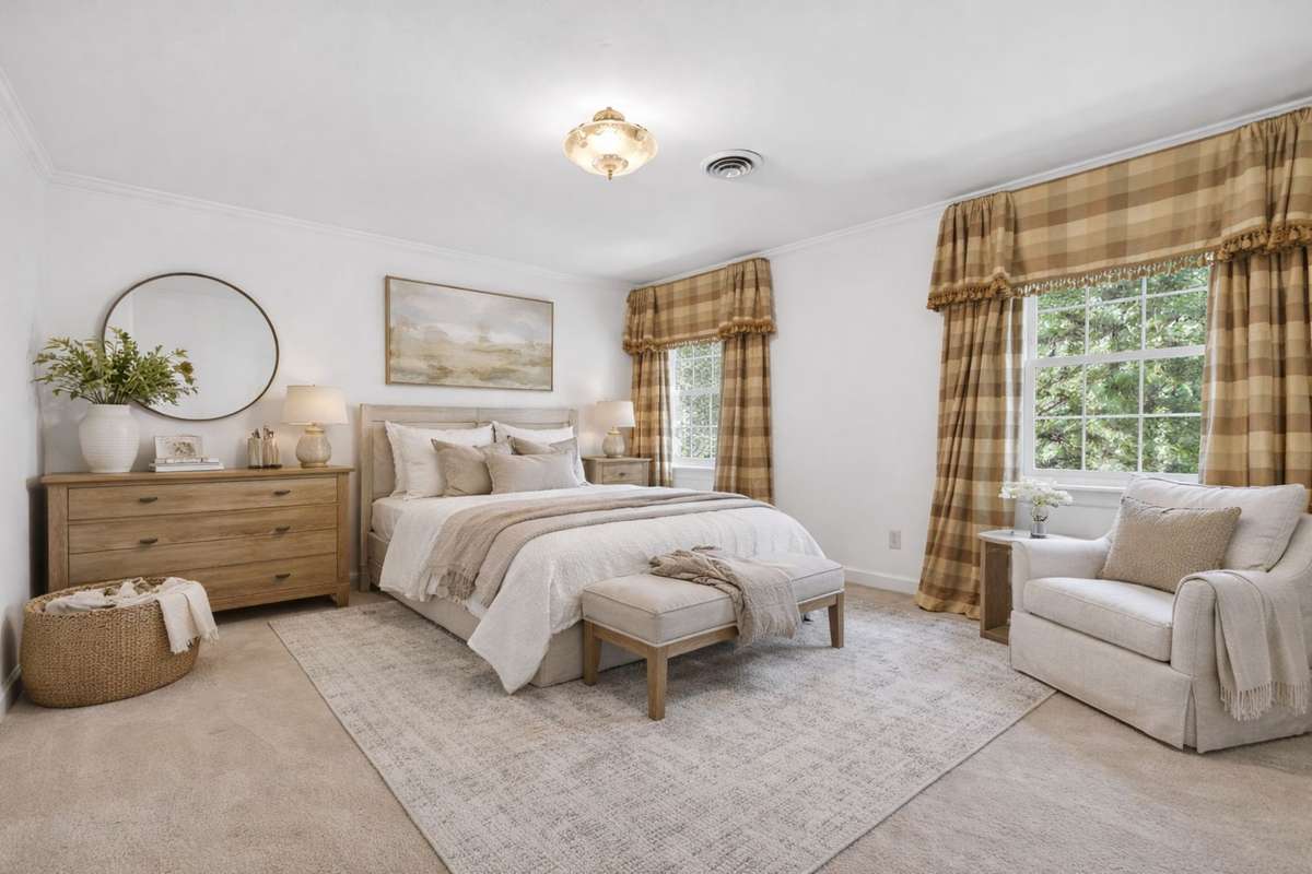 Photo is virtually staged with furnishings. Please see next photo for present condition.
