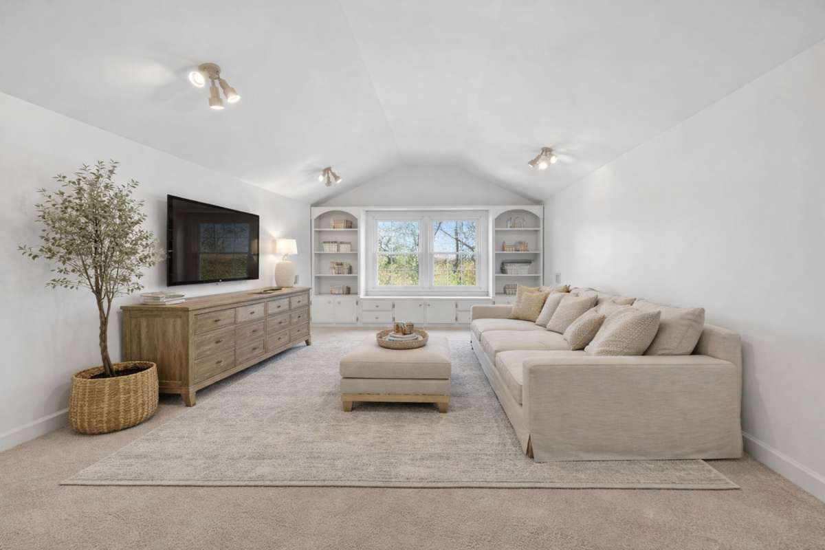 Photo is virtually staged with furnishings. Please see next photo for present condition.