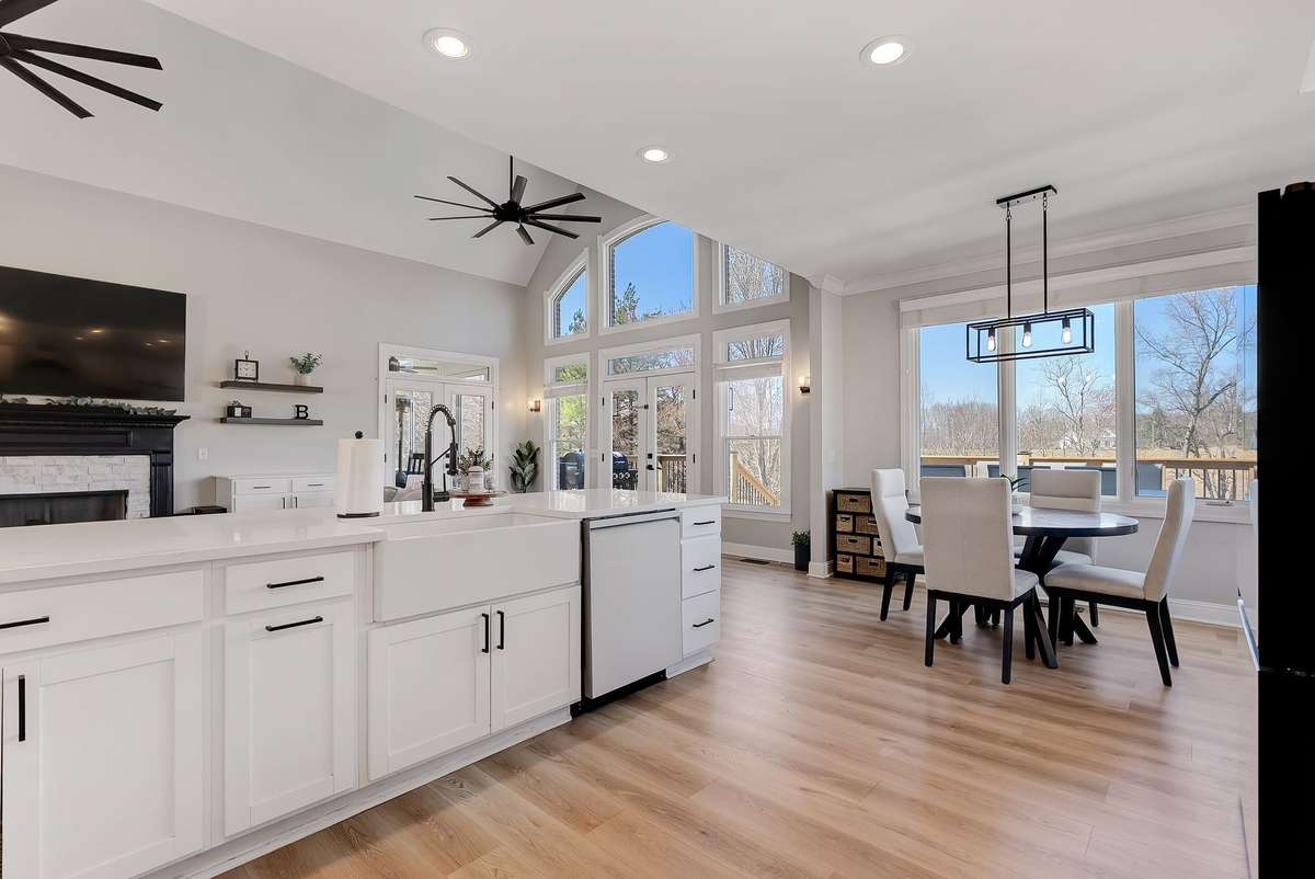 Open sightlines from the kitchen into the main living space, allowing for seamless interaction while entertaining.