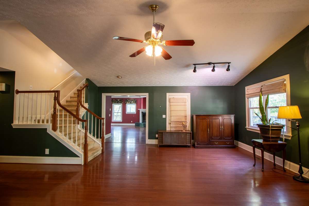 As you walk into the home you are greeted with an open floor plan. Straight ahead is the chef like kitchen.