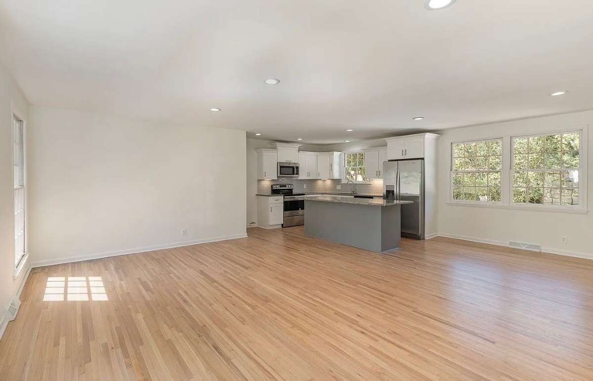 Open floor plan, Living, Kitchen and Dining area, Original Hardwood floor, New Can lights