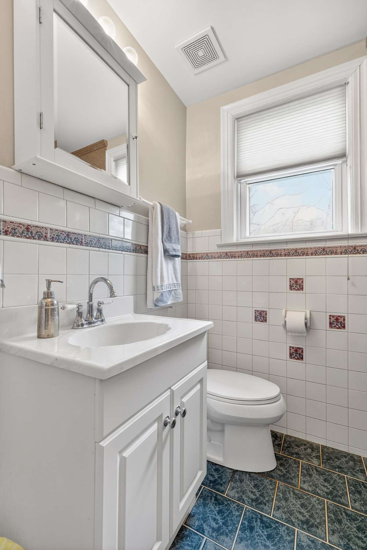 Updated tile in the bathroom