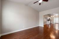Neutral wall paint and hardwood flooring throughout!