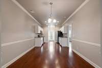 Bright kitchen with a dining room