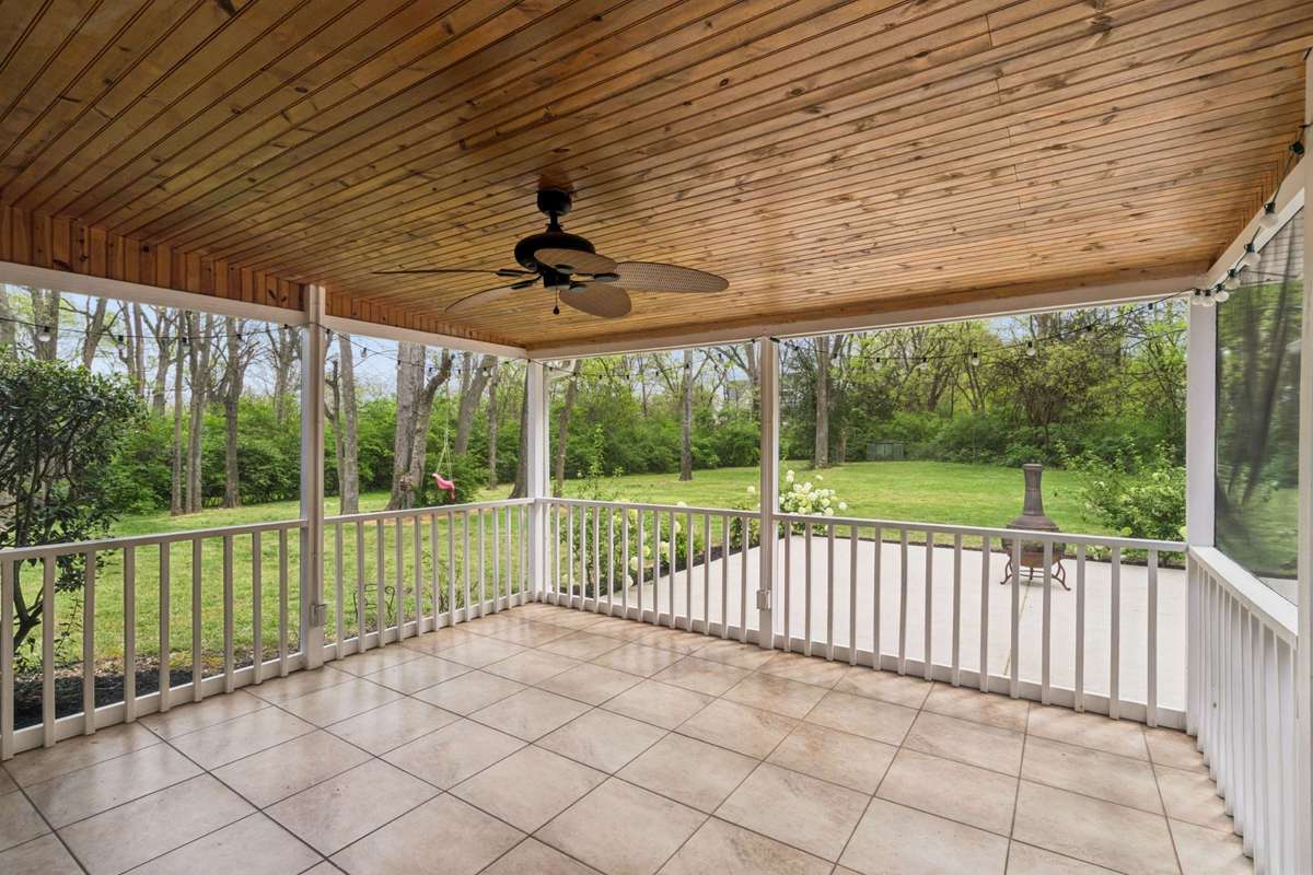 Enjoy the sights and sounds of spring on your covered, screen patio out back!
