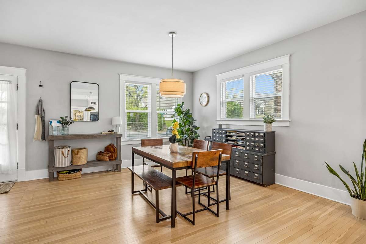 spacious Dining room...refinished Oak Flooring