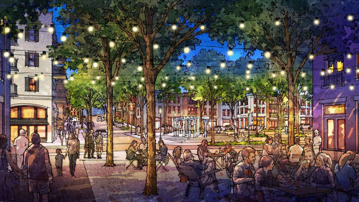 Coming Soon New Kroger Center with restaurants and gathering spaces.