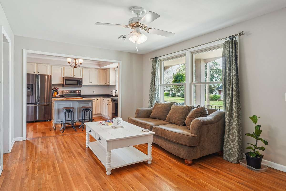 Living opens to the kitchen area