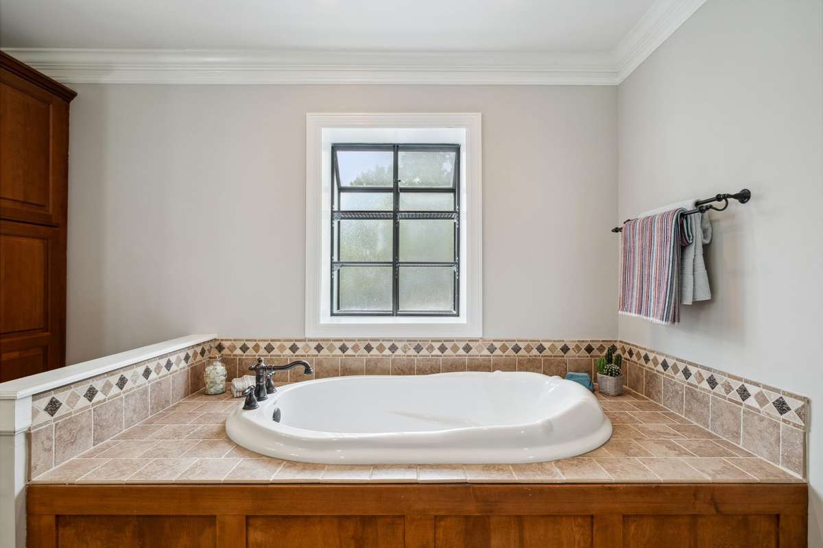 Unwind in the garden tub after a long day.