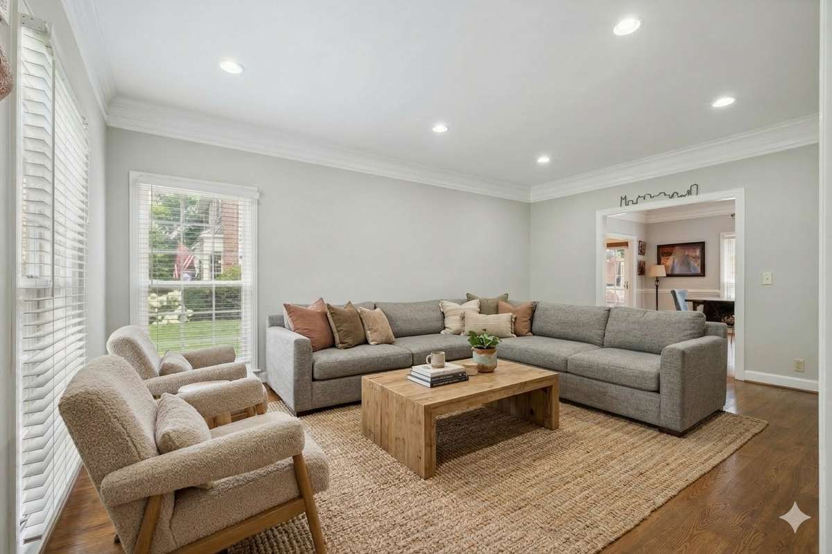 To the left of the entry is a flexible living area which flows into the dining room.