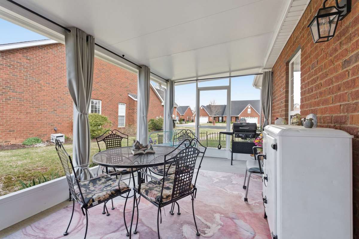 This Covered porch is 8x23 and is AMAZING!!! Perfect for entertaining friends and family.