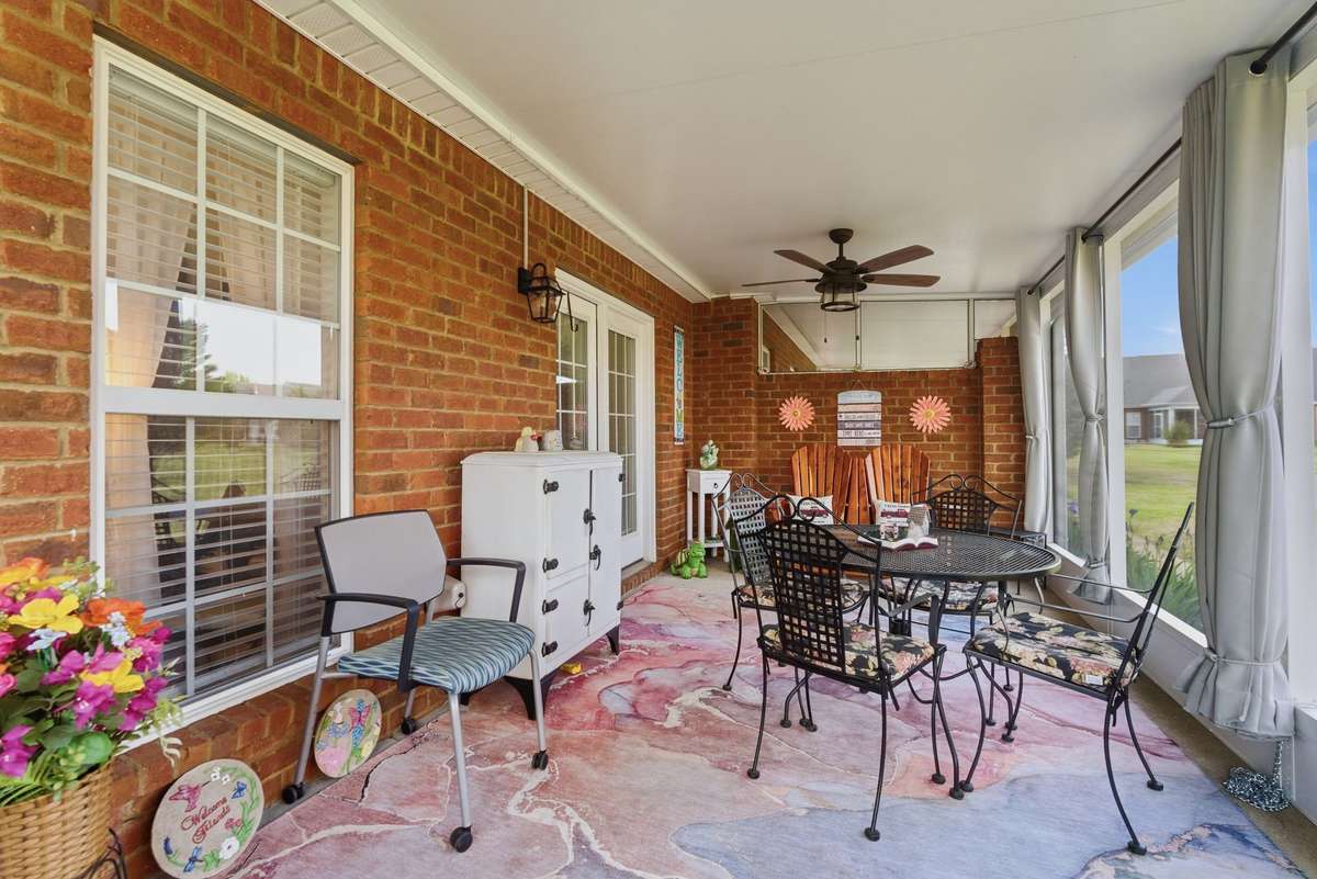 Huge 8x23 Covered porch with added curtains for privacy