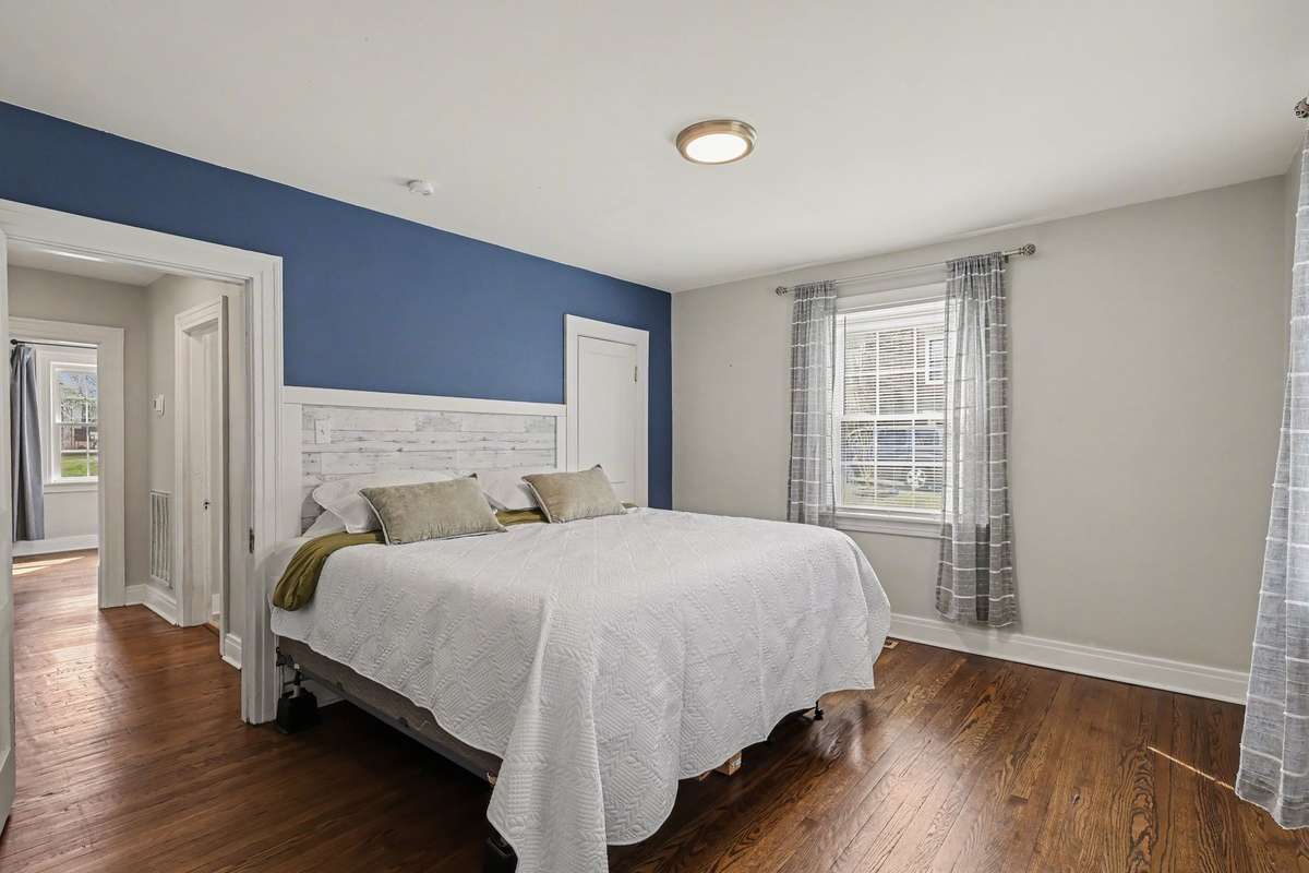 First floor primary bedroom allows for a king size bed if so desired.