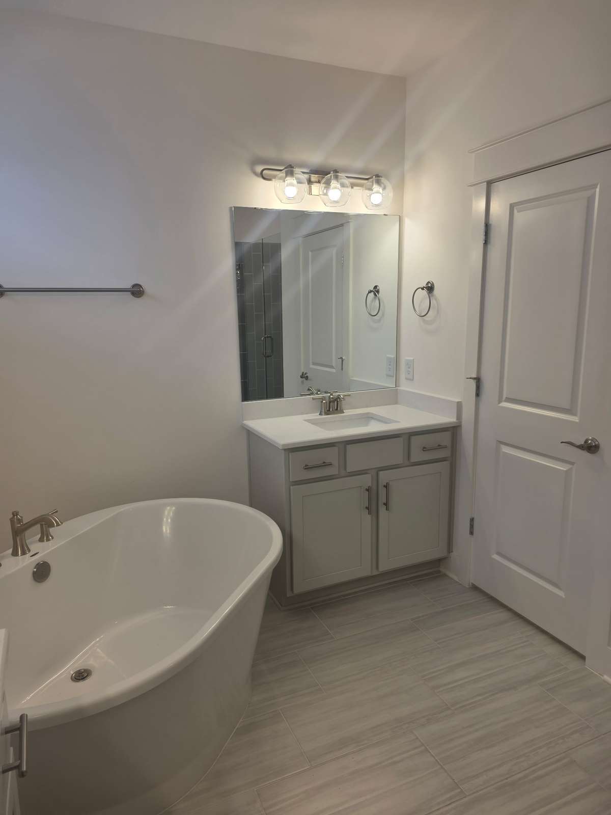 Beautiful tub and dual vanities in Primary Bath