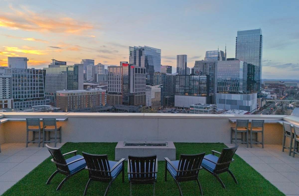 Rooftop deck overlooking the city and Titans Stadium