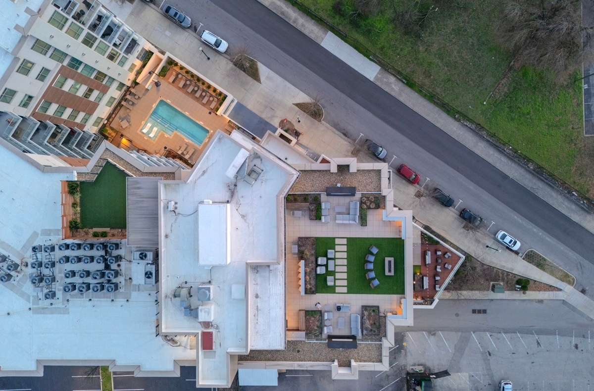 Drone shot of the amenities from the top