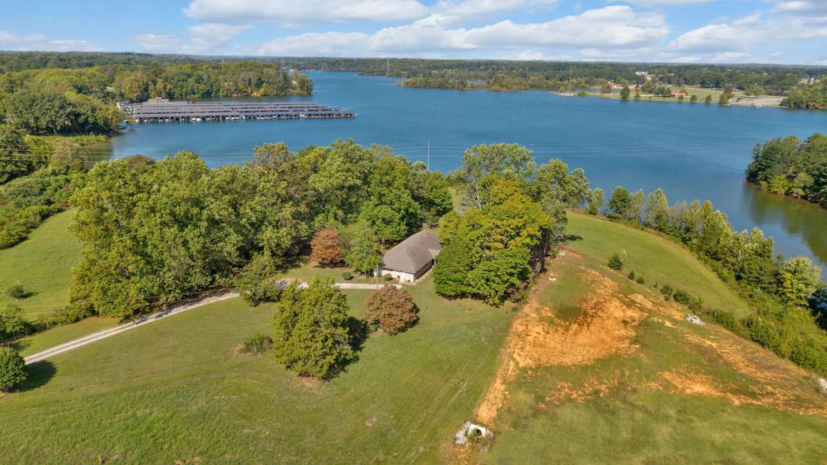 Aerial view looking at the Marina at Twin Creeks Village and Winchester City Park