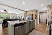 Huge island for seating and food prep.