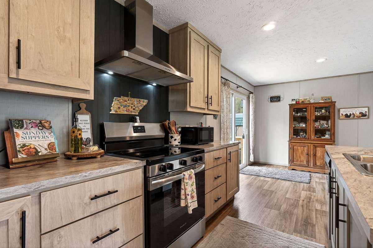 Designer vent hood and wall feature.