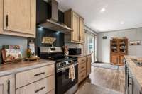 Designer vent hood and wall feature.
