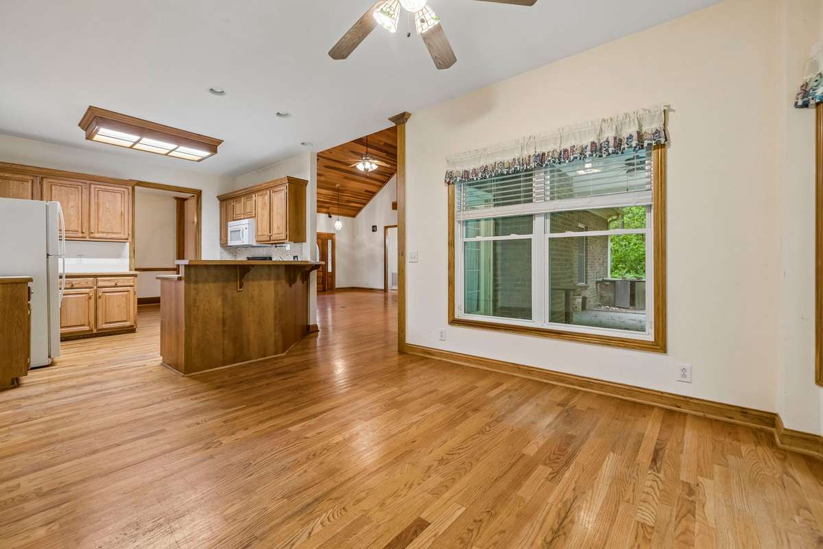 Extra large eat-in space in the kitchen.