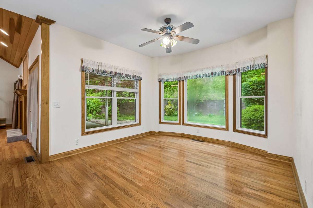Eat-in area of the kitchen with lots of natural light.