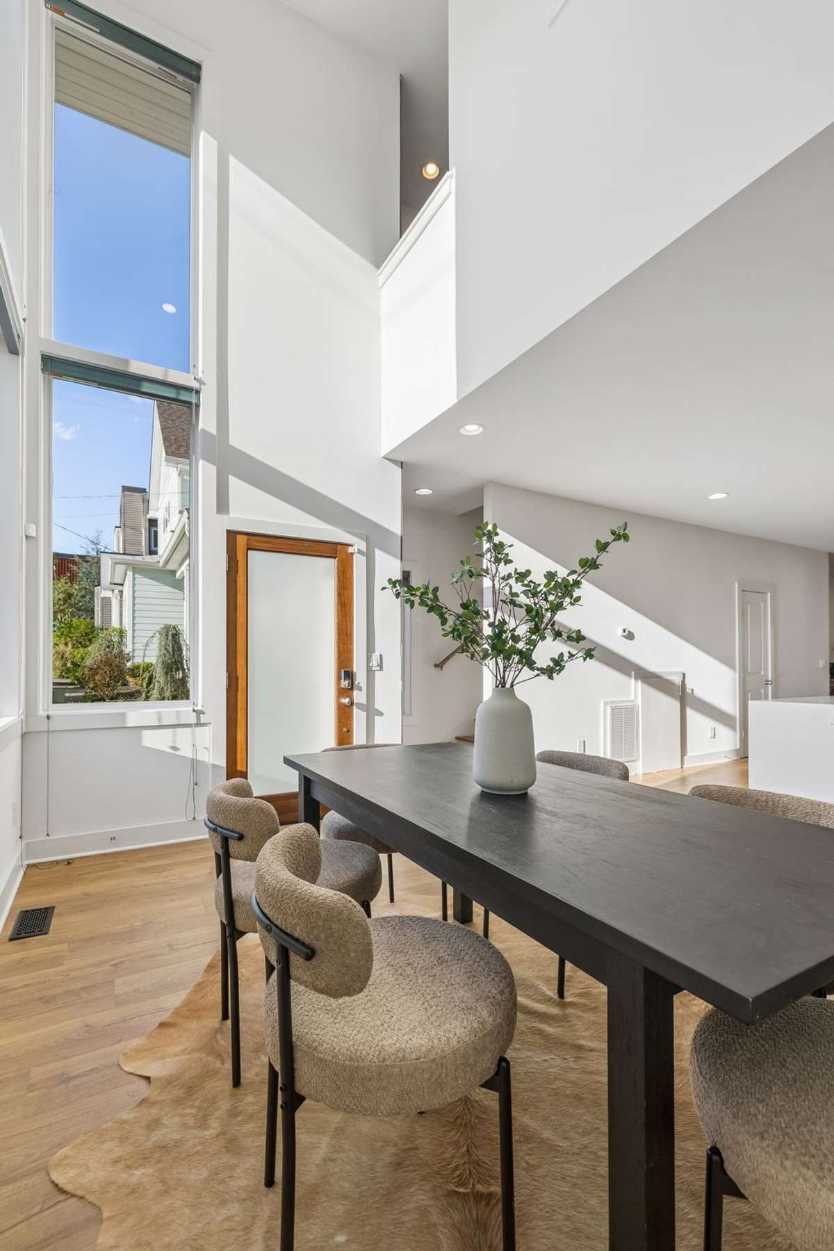 The high ceilings create an elegant setting.