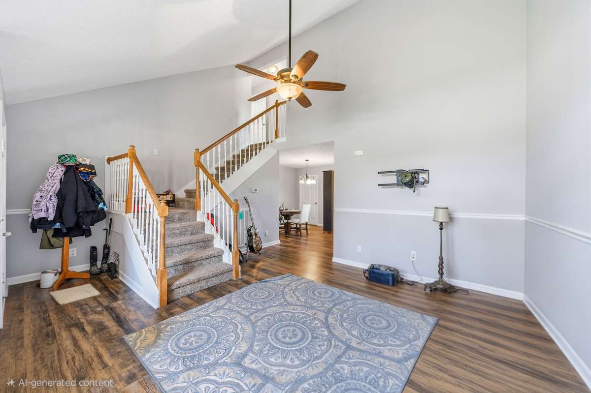 Living room/great room with cathedral ceiling