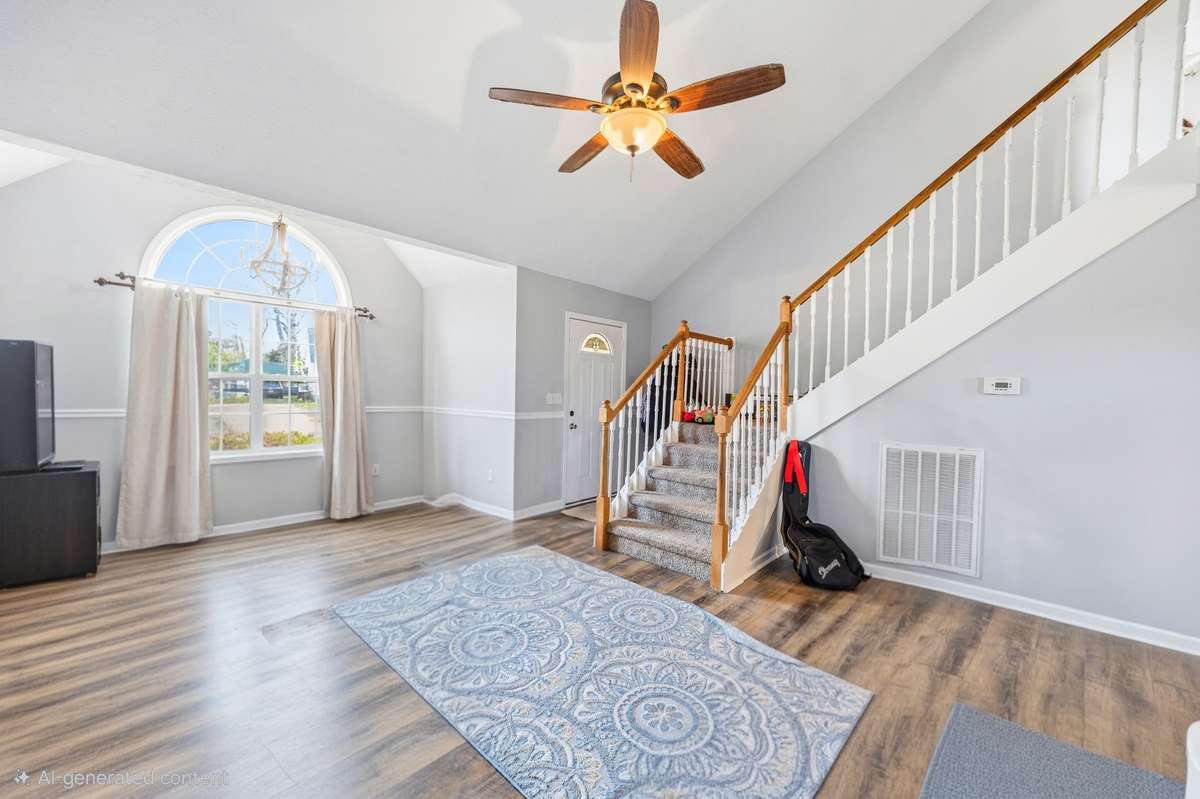 Living room/great room with big window that allows lots of natural light
