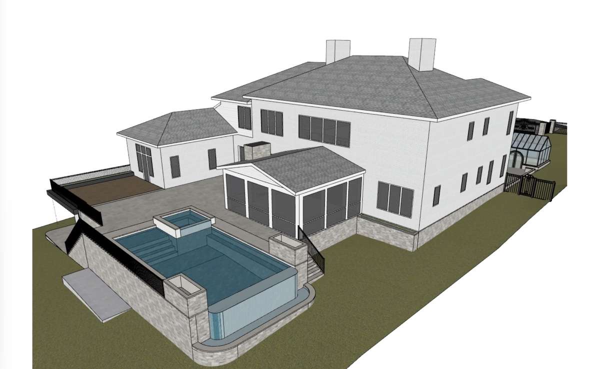 Renders of potential back yard expansion complete with a lower level guest suite, pool and spa. Full plans available with an offer. Plans are fully permit/build-ready.