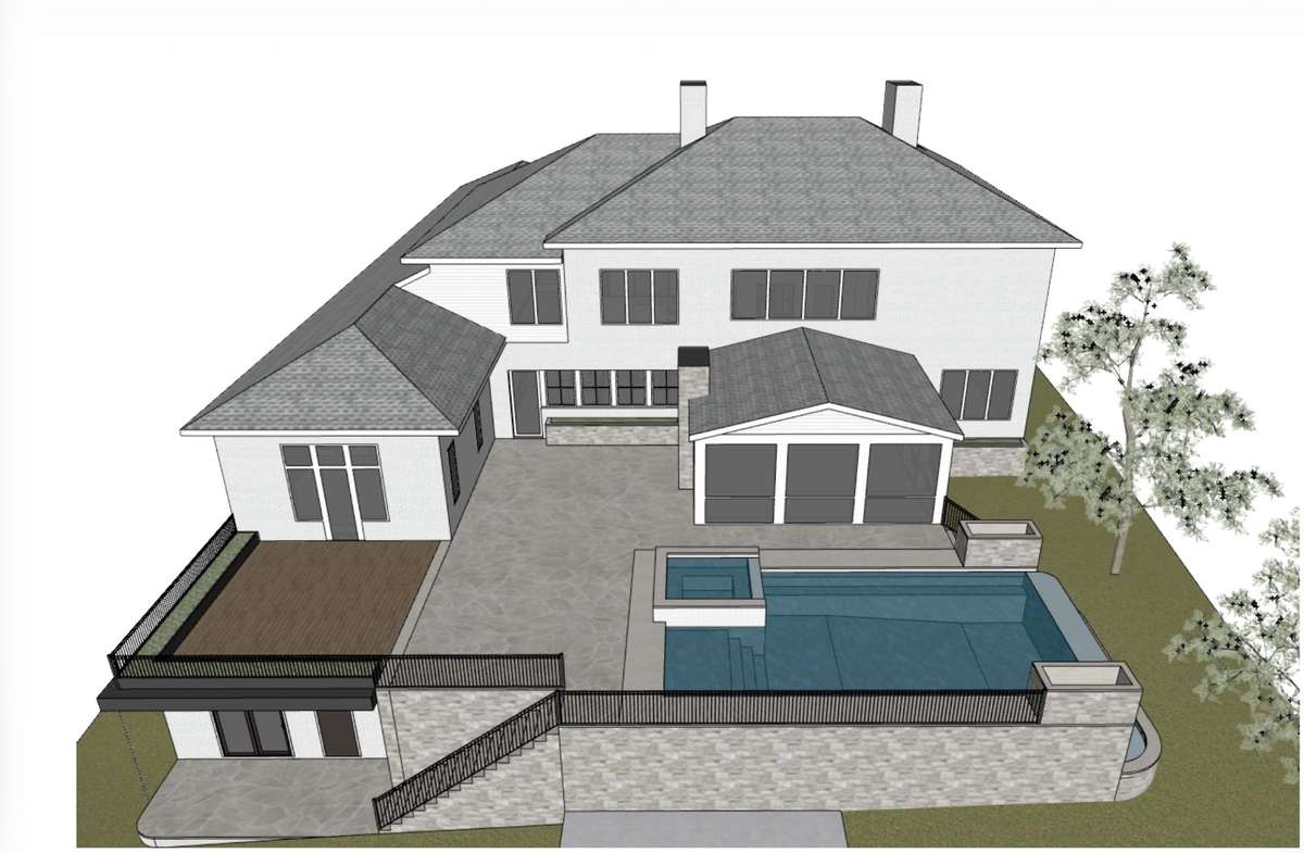 Renders of potential back yard expansion complete with a lower level guest suite, pool and spa. Full plans available with an offer. Plans are fully permit/build-ready.