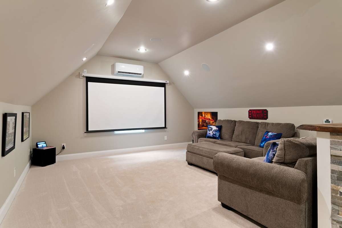 A projector-ready space makes it easy to create your own big-screen experience at home.