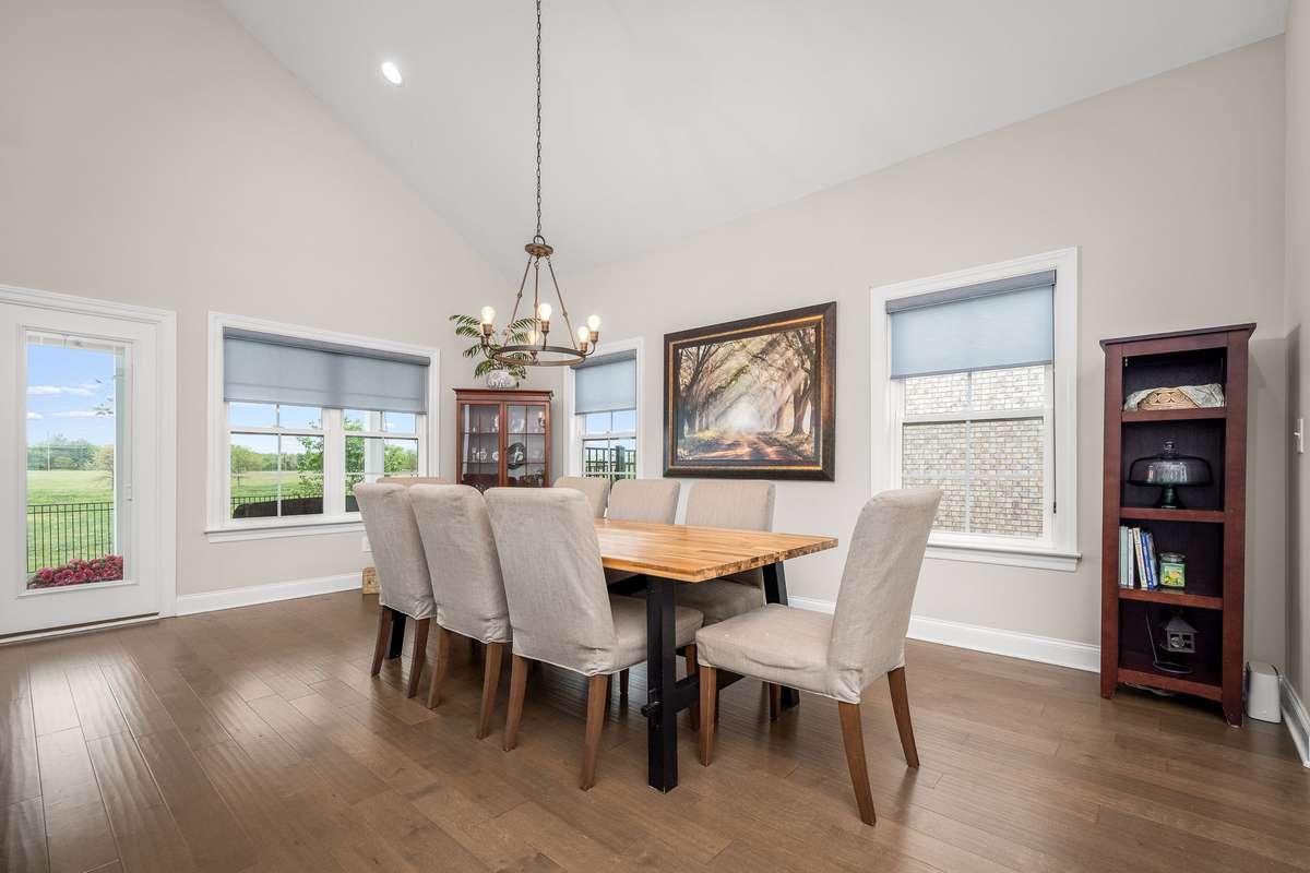 Imagine how you would use this dining area either set up for large family dining or a smaller table with room for whatever your family values.