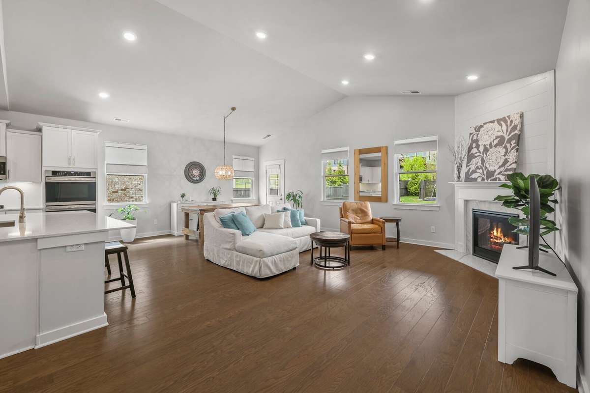 The open concept space keeps everyone together when cooking and relaxing