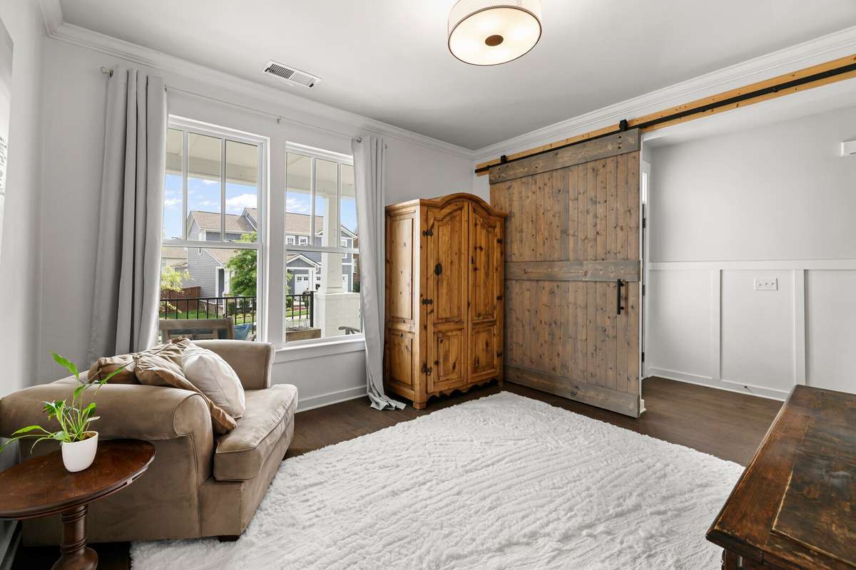 The office door is just one of many custom touches you'll find through-out the home