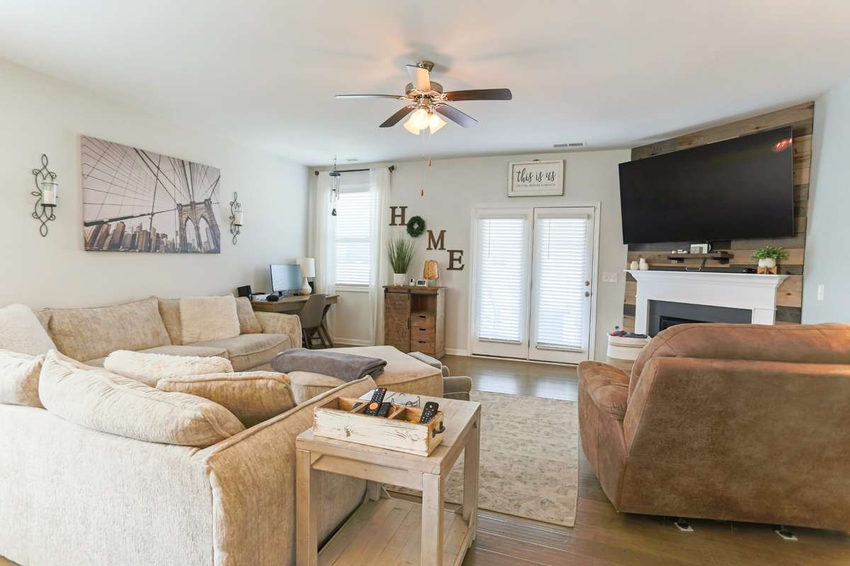 Chill out in the living area & turn on that fireplace!