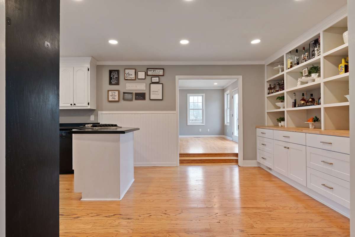 Custom Shelving with Butcher Block Counter