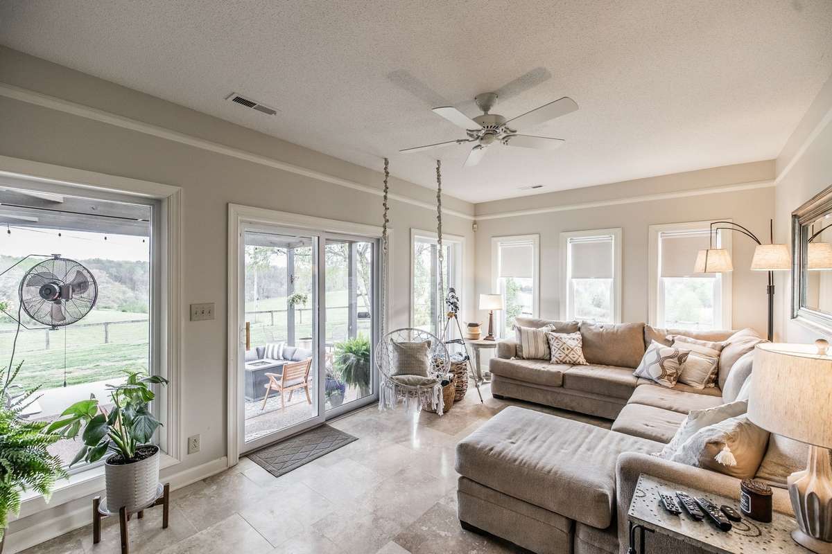 This is where we love to gather, the views are wonderful year round, Enjoy the horses and cattle grazing, the beautiful fall colors when the trees began to change or watch the kids sled down the hill toward the pond. You’re gonna love this room!