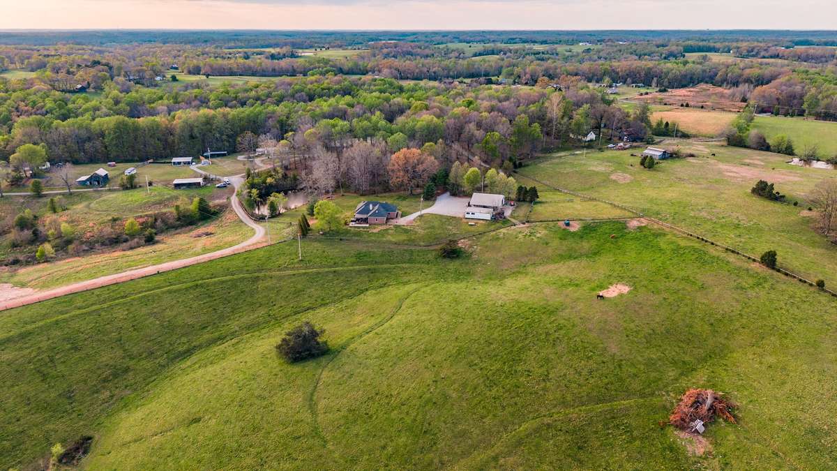 A drone shot of the beautiful green pastures.