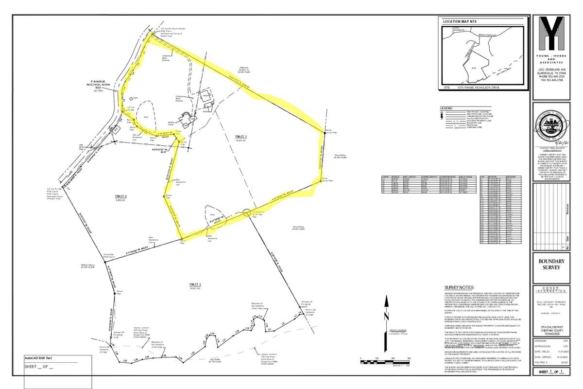 Survey for tract 1 (highlighted)