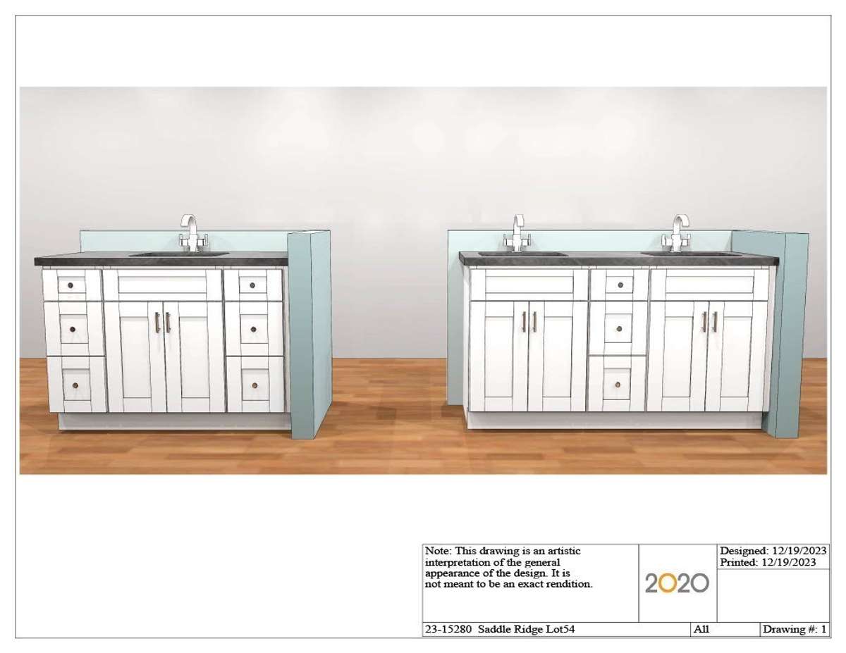 The guest bath vanities. Acual number of sinks may vary