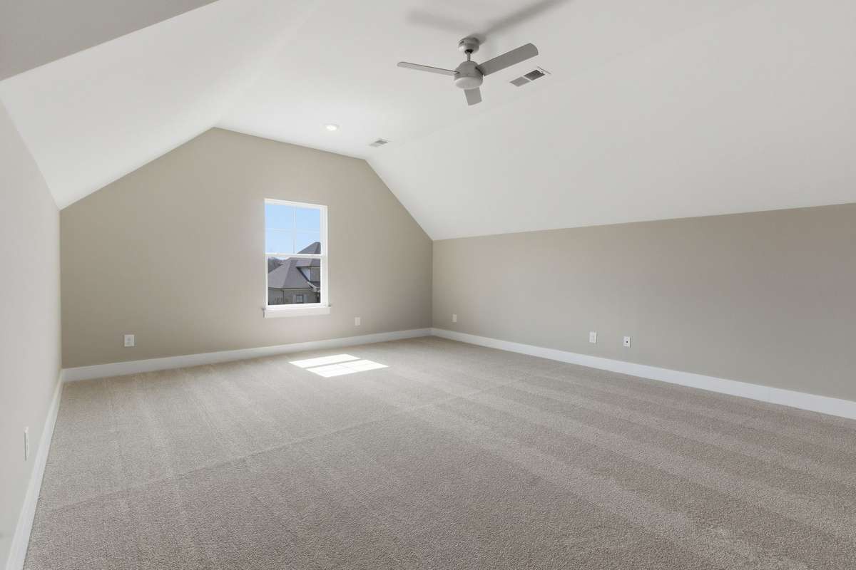 An expansive bonus room is one of two bonus areas on the second floor.