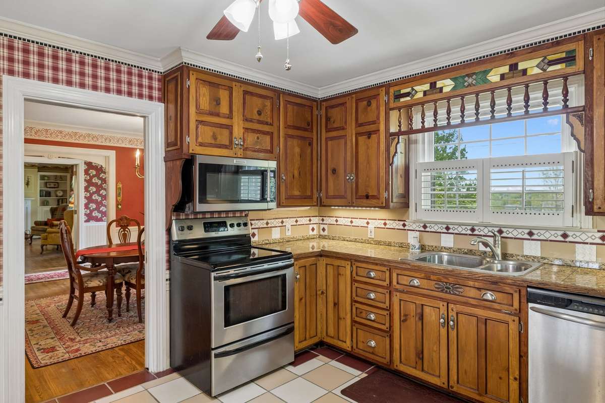 View from kitchen to formal dining room.