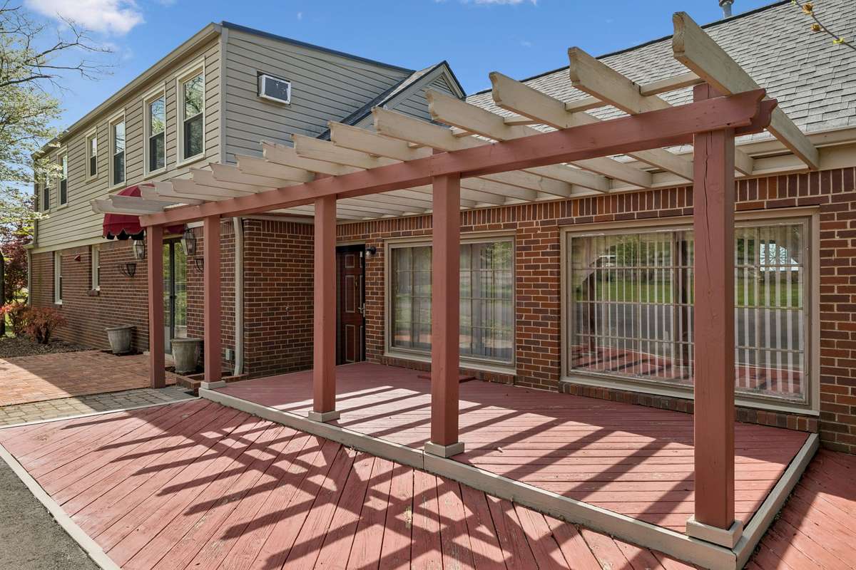 Pergola and patio.
