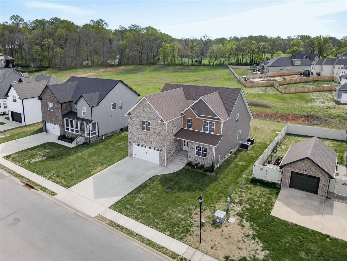 Aerial view highlighting home’s position within the neighborhood