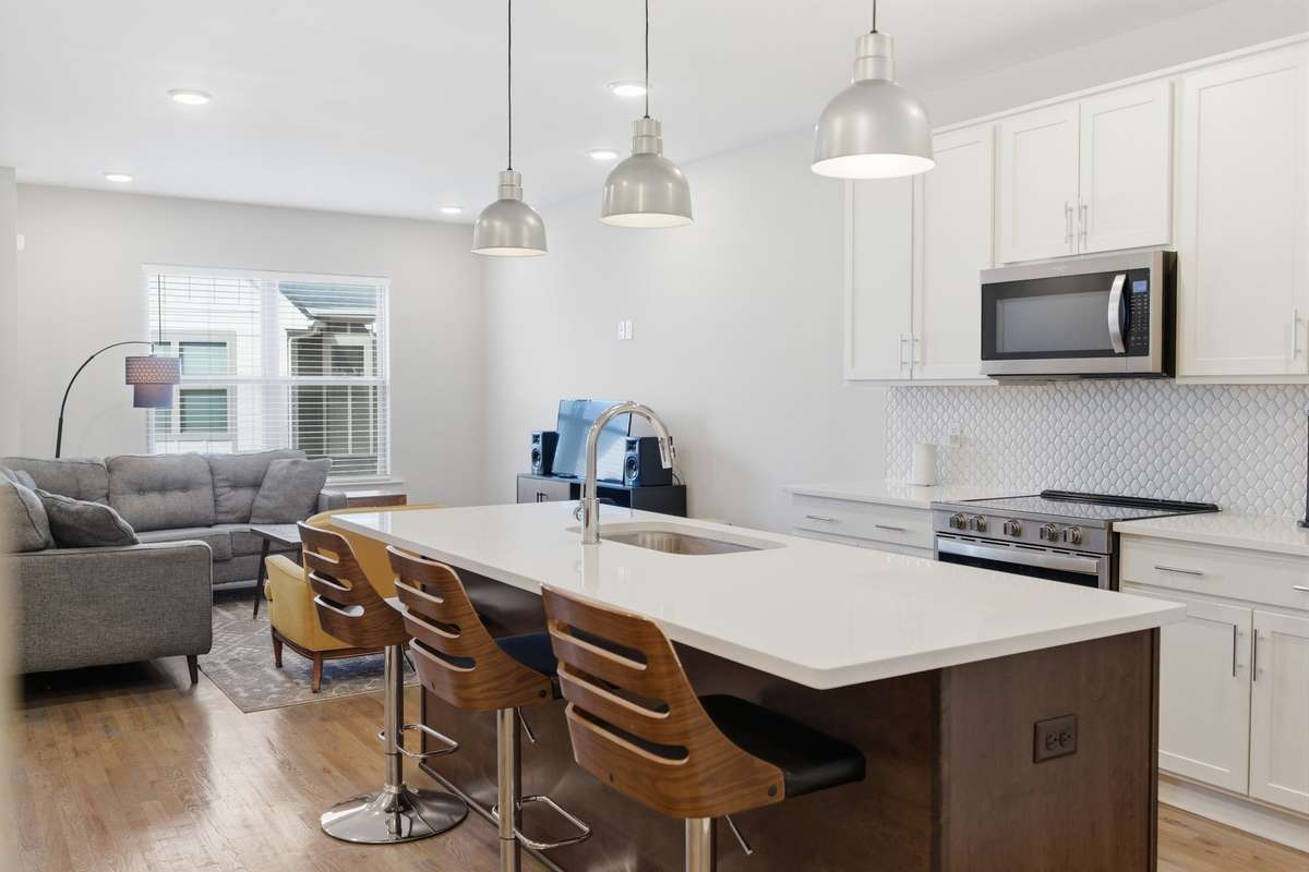 Center island with bar seating.